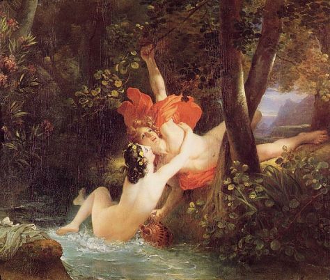 Hylas getting snatched away by the nymph.  Painting by Francis Gerard.