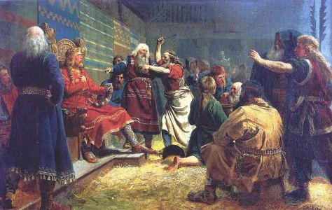 The first Christian king of Norway, Haakon the Good.  His efforts at peaceably converting the Vikings to Christianity failed.  It required the ruthless tactics of St. Olaf to spread the Faith.  How else does one preach to Vikings?